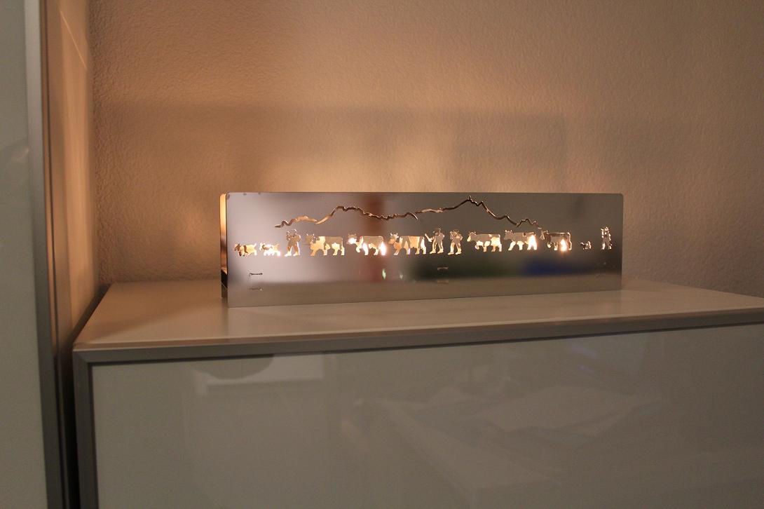 Tischleuchte Alpaufzug Edelstahl lang